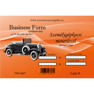 Személygépkocsi menetlevél 100 lapos A5 -D.gépj.31. -  Business Form