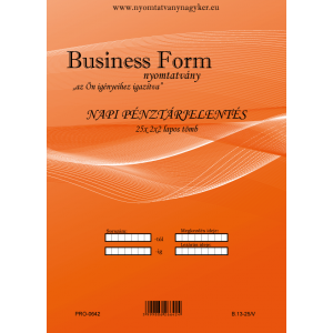 Napi pénztárjelentés A4 25x4 lapos -Business Form